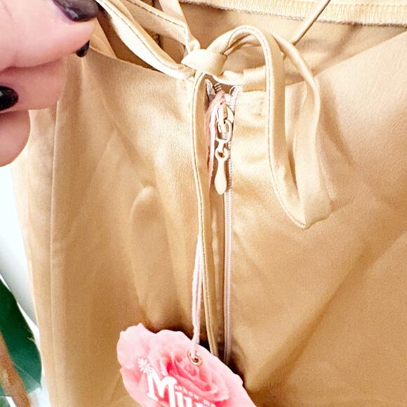 NWT Show Me Your Mumu Godshaw Goddess Gown Gold Satin Maxi Dress Size S Small - Picture 12 of 14